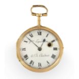 Frères Esquivillon & De Choudent, Geneve, a gilt metal and enamel verge pocket watch, C.1830, Sig...