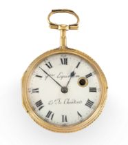 Frères Esquivillon & De Choudent, Geneve, a gilt metal and enamel verge pocket watch, C.1830, Sig...