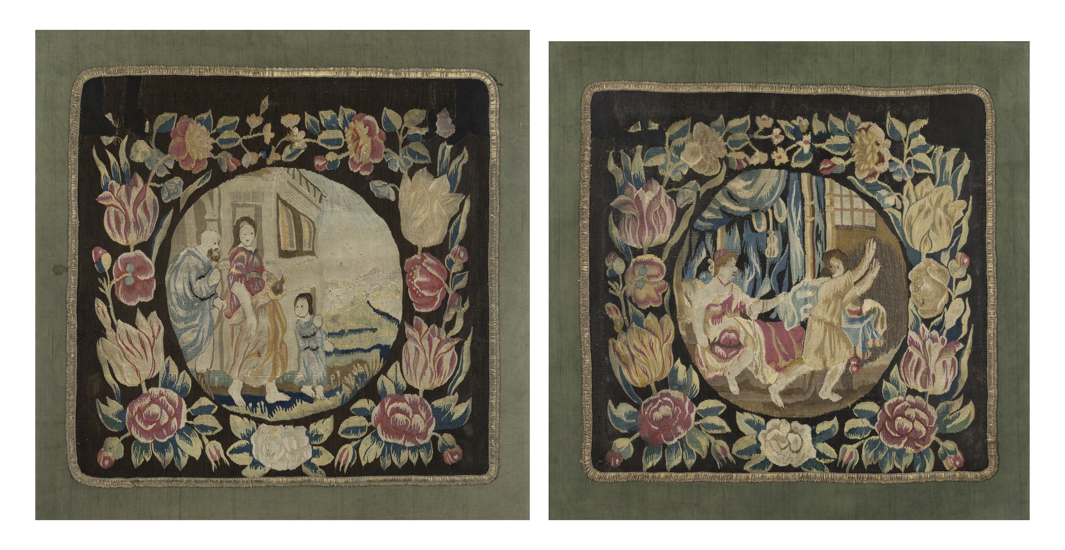 A near pair of North European biblical tapestry panels, Possibly Dutch, c.1700, Woven in wools an...