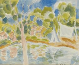Horace Brodzky,  Australian 1885-1969 -  Lakeside, 1932;  watercolour on paper, signed and date...