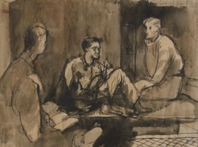 Keith Vaughan,  British 1912–1977 - Soldiers in a billet, 1942; watercolour on paper, titled an...