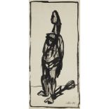 Jankel Adler,  Polish 1895-1949 -  Standing figure opus 118, 1941;  Indian ink on paper, signed...