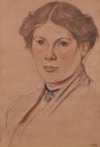 Charles Haslewood Shannon RA,  British 1863-1937 -  Portrait of a woman, 1917;  chalk on paper,...