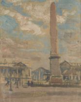 Erna Hoppe-Kinross, British 1875-1964 - Paris: Place de la Concorde, 1910; oil on panel, signed...