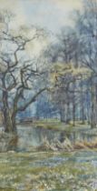 Edith Fisher,  British active c.1885-1936 -  Regents Park, Springtime, 1913;  watercolour on pa...