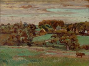 Duncan Grant,  British 1885-1978 -  Landscape near Charleston, c.1924;  oil on board, 39.5 x 53...