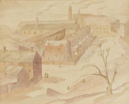 attrib. to John MacDonald Aiken,  Scottish 1860-1961 -  Industrial town scene;  watercolour on ...