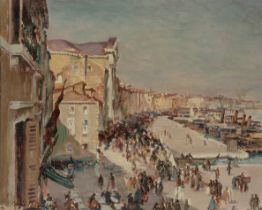 David P. Ramsay,  Scottish 1888-1944 -  Riva degli Schiavoni, Venice;  oil on canvas, signed lo...