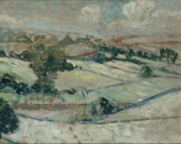 Katharine Leigh-Pemberton (Kaff Gerrard),  British 1894-1970 -  Landscape, c.1920-30;  oil on b...