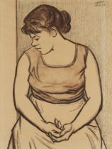 Clifford Hall ROI NS,  British 1904-1973 -  Study for Maureen, 1953;  crayon on paper, signed a...