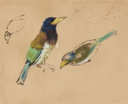 Frank Dobson,  British 1888-1963 - Yellow-Naped Great Barler, 1954;  pastel and ink on paper, s...