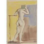 Clifford Fishwick,  British 1923-1997 -  Standing nude, 1951;  gouache on paper, signed with in...