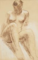 Frank Dobson RA, British 1886-1963 -  Seated Female Nude, 1953;  chalk and coloured chalk on pa...