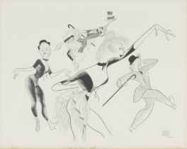 Albert Hirschfeld,  American 1903-2003 -  Gwen Verdon cavorts in 'Redhead', 1959; pen and black...