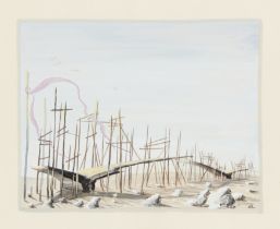Giorgio Cipriani,  Italian active c.1946-48 -  Untitled (Surrealist landscape), c.1947-48;  gou...