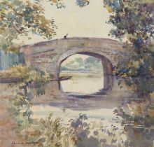 Gerald Palmer,  British 1885–1961 -  A Bridge over a river;  watercolour on paper, signed lower...