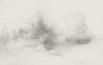 John David Ferguson,  British b.1932 -  Tickenham Court Farm;  pencil on paper, 32.3 x 55 cm: t...