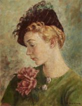 Grace English,  British 1891-1956 -  Portrait of Patience Kinross (nee English);  oil on canvas...