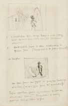 Keith Vaughan,  British 1912-1977 -  Page from a Sketchbook; Two landscape studies with notes;  ...