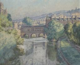 Thérèse Lessore,  British 1884-1945 -  Pulteney Bridge, Bath; oil on canvas, 51 x 61 cm  Prove...