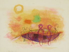 John Wells,  British 1907-2000 -  Untitled, 1947;  pastel and pencil on paper, signed and dated...