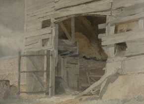 Lyndon Goodwin Harris,  British 1928-2006 -  An Old Barn;  watercolour on paper, inscribed with...