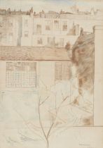 Alfred Wolmark,  British/Polish 1877-1961 -  View of houses, 1921;   ink and coloured pencil on...