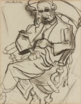 John Melville,  British 1902-1986 - Seated man;  charcoal on paper, signed upper left 'John Mel...