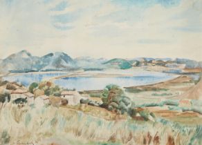 Willy Eisenschitz,  Austrian 1889–1974 -  Lake scene;  watercolour on paper, signed lower left ...