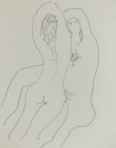 Roger Hilton CBE, British 1911-1975 -  Two nudes;  pen on paper, 25.5 x 20 cm (ARR)  Provenanc...