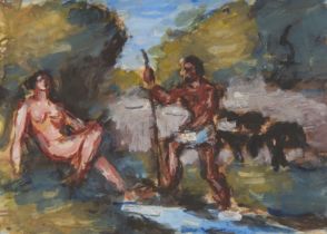 Friedrich Feigl,  Czech 1884-1965 -  Mythological scene;  gouache on paper, signed lower left '...