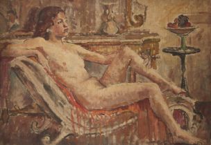 Grace English,  British 1891-1956 -  Nude Sketch, 1946;  oil on canvas board, signed, titled an...