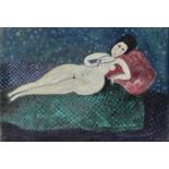 Dora Holzhandler, British 1928-2015 -  Reclining Nude, 1964;  oil on canvas, signed and dated l...