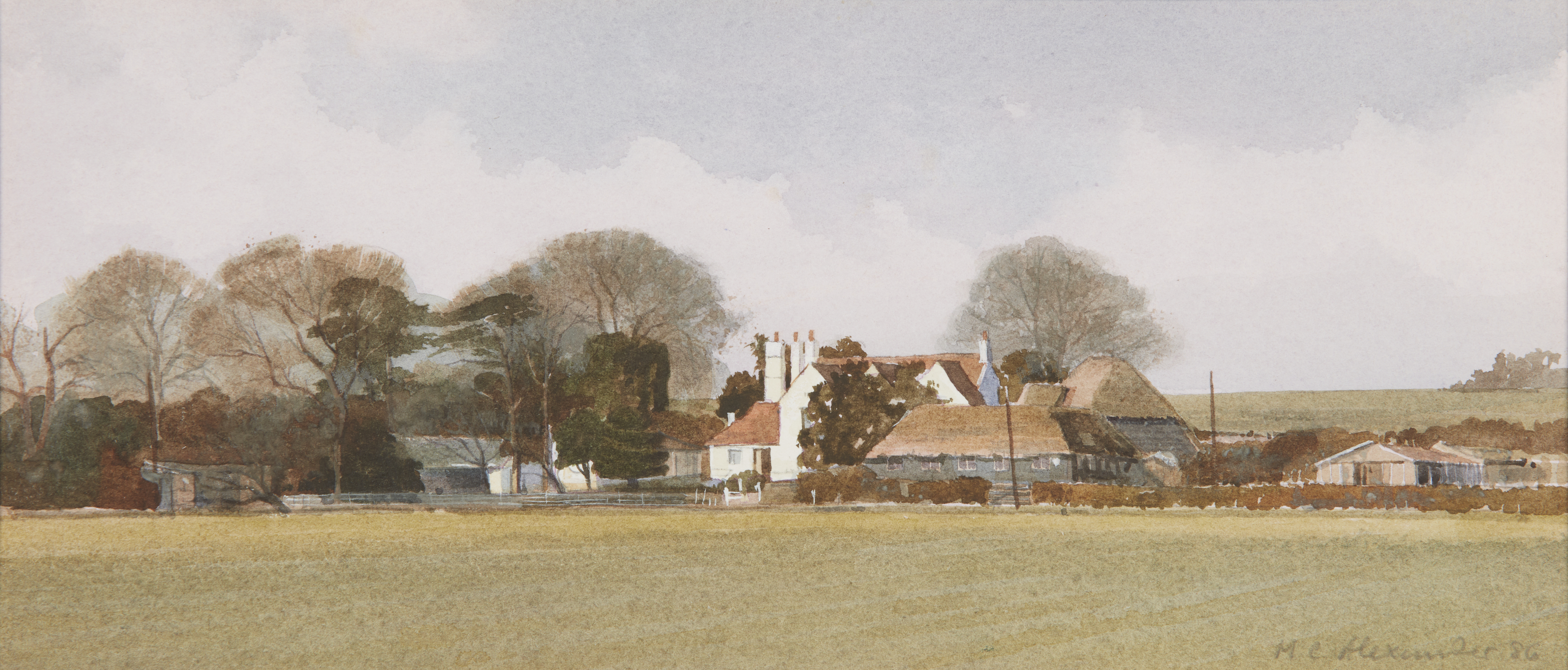 Matthew Alexander,  British b.1953 -  Marshside, Little Grey's Farm, 1986; watercolour on paper...