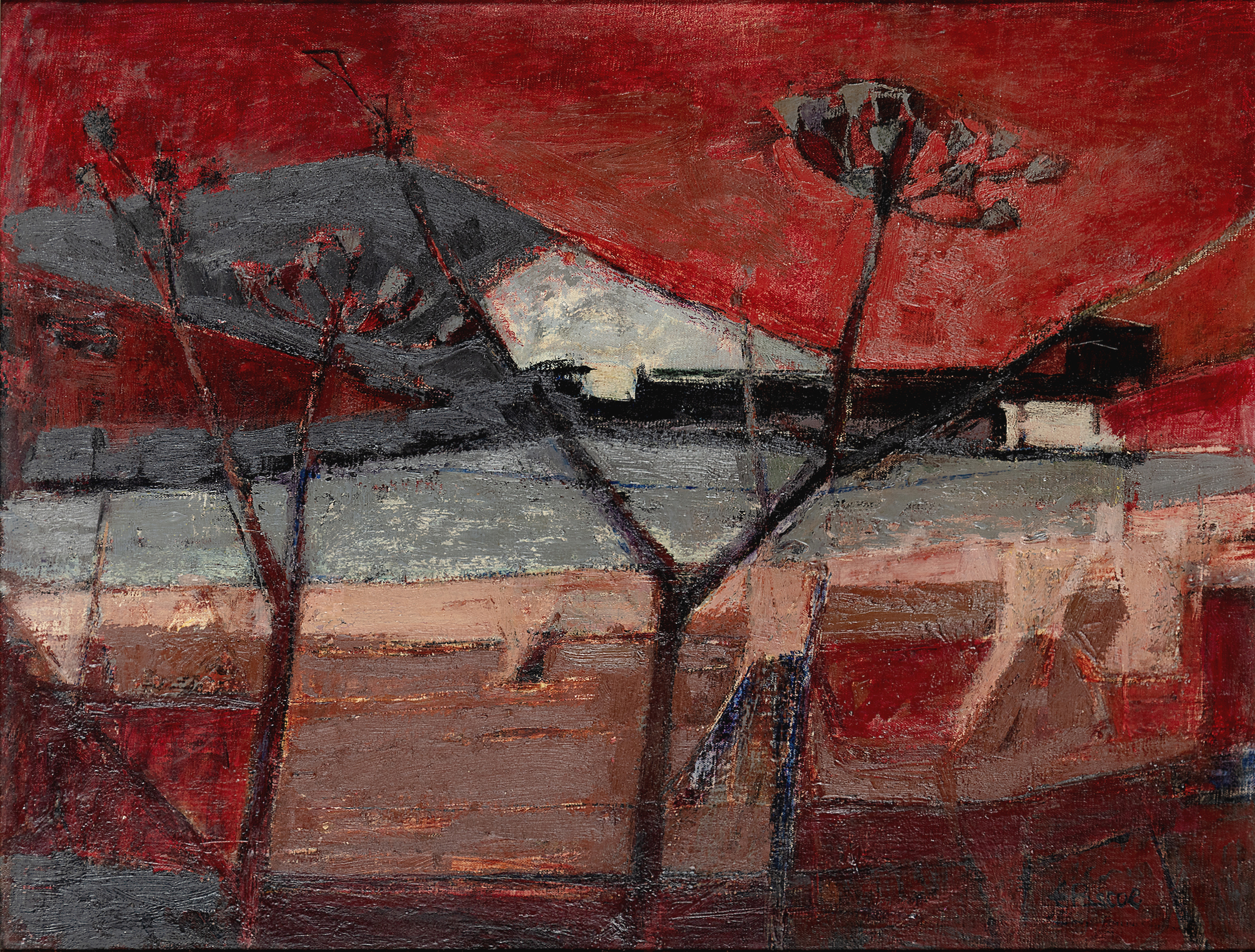 Ernest Pascoe,  British 1922-1996 -  Landscape Near Keswick;  oil on canvas laid down on board,...