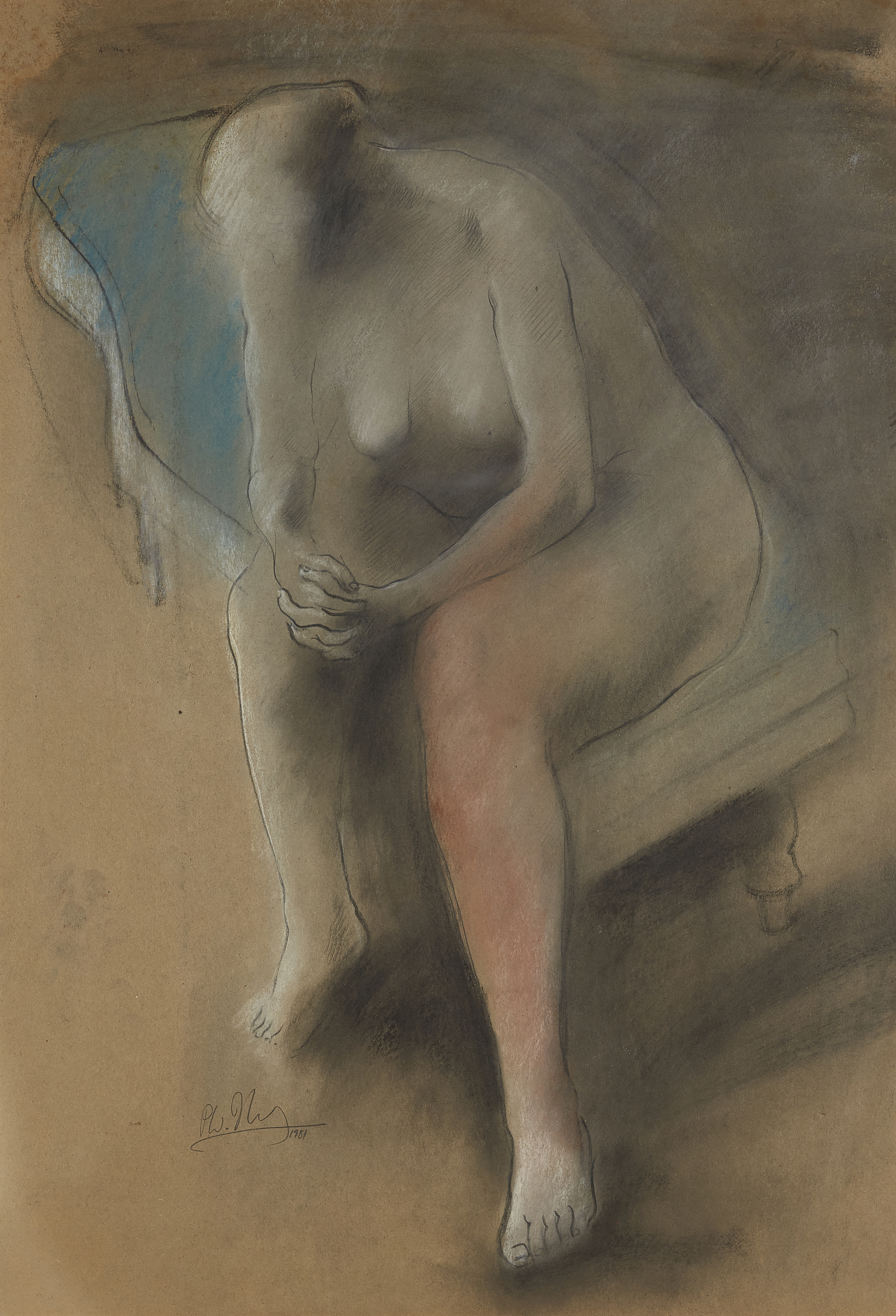 Peter W. Nicholas, British 1934–2015 -  Reclining nude, 1968;  pastel and paper on paper, signe... - Image 4 of 9