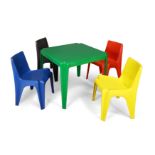 Helmut Bätzner (1928- 2010) for Wilhelm Bofinger  Table and four 'BA 1171' stacking chairs, circ...