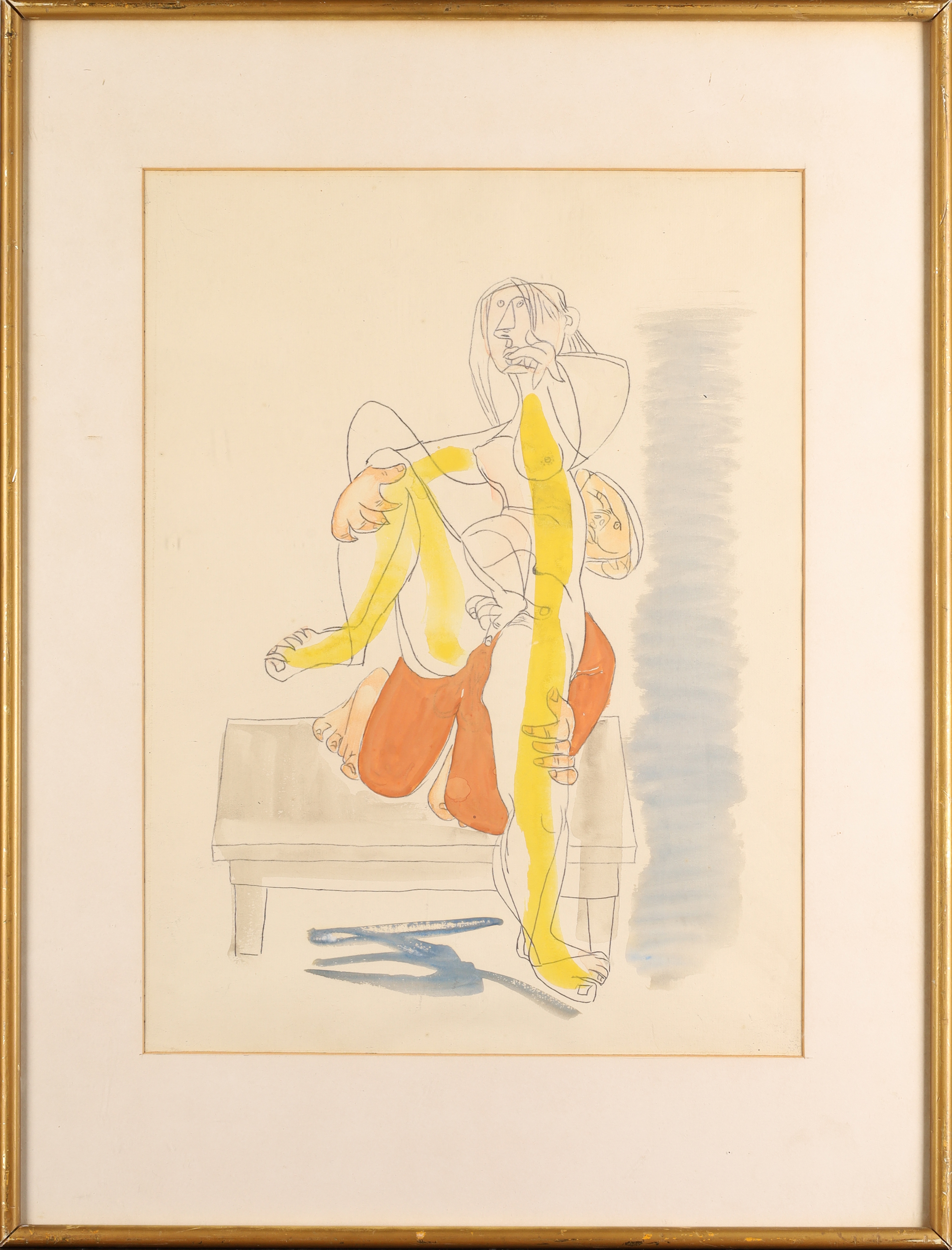 Jankel Adler,  British/Polish 1895-1949 -  Erotic study, c.1942-49;  offset drawing and gouache... - Image 2 of 3