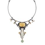 Zoe Arnold. A sterling silver necklace, the centrepiece with a sketch beneath agate plaque, bezel...