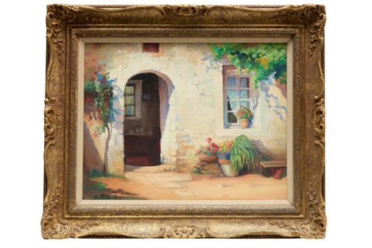 Robert Chailloux, French 1913-2005 -  Cottage doorway;  oil on canvas, signed lower left 'Rober... - Image 2 of 3