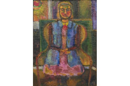 Valdemar Petersen,  Danish 1899-1991 -  Portrait of a girl, 1969;  oil on canvas, signed with i... - Image 1 of 3