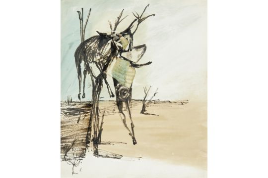 Sir Sidney Robert Nolan OM AC CBE RA, Australian/British 1917-1992 -  Drought;  ink, enamel and... - Image 1 of 3