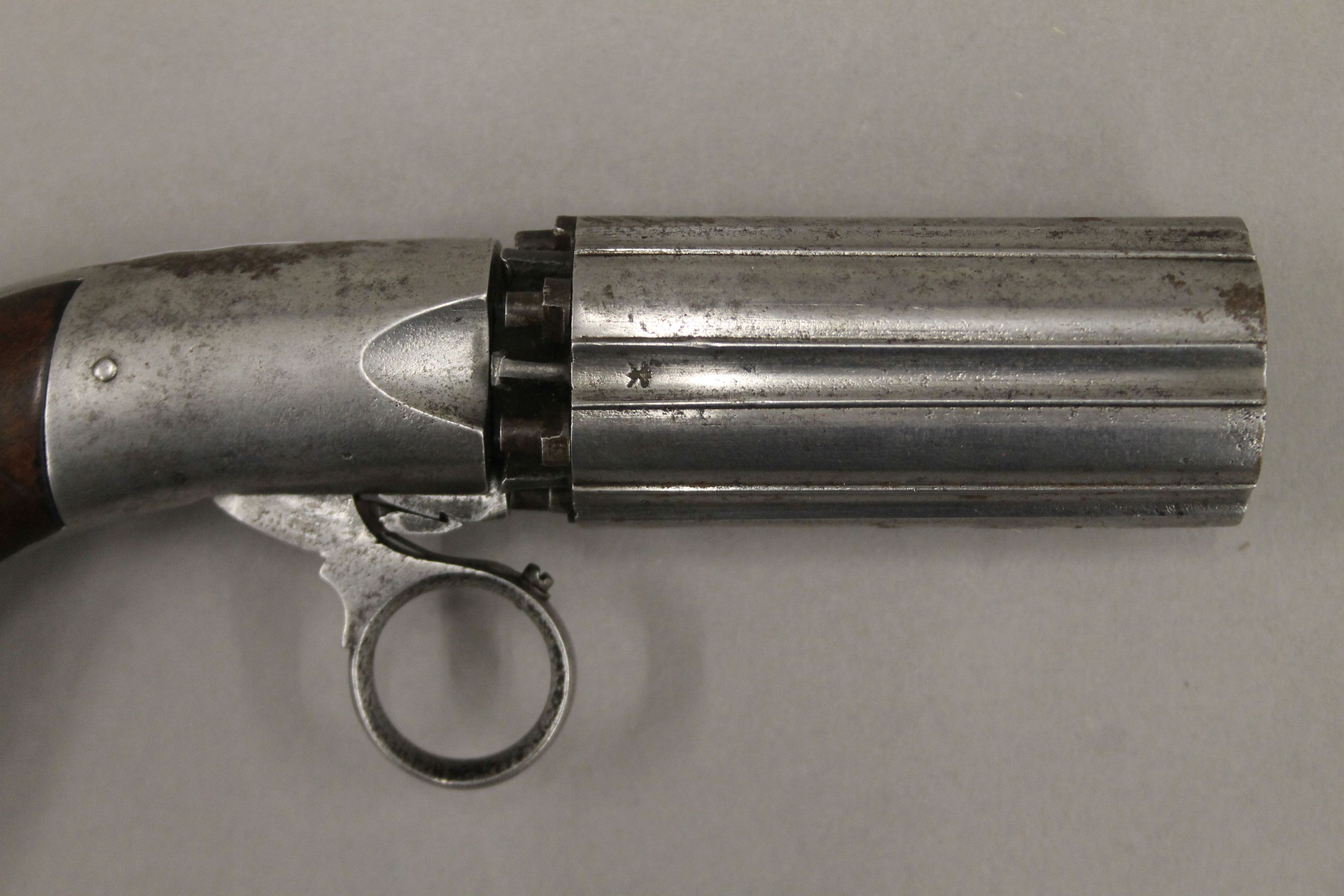 A 19th century pepper box pistol. 18.5 cm long. - Image 2 of 4