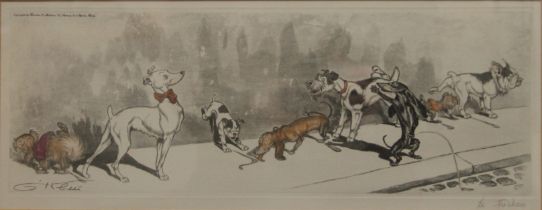 BORIS O'KLEIN, a French humorous dog print, framed and glazed. 42.5 x 16.5 cm.