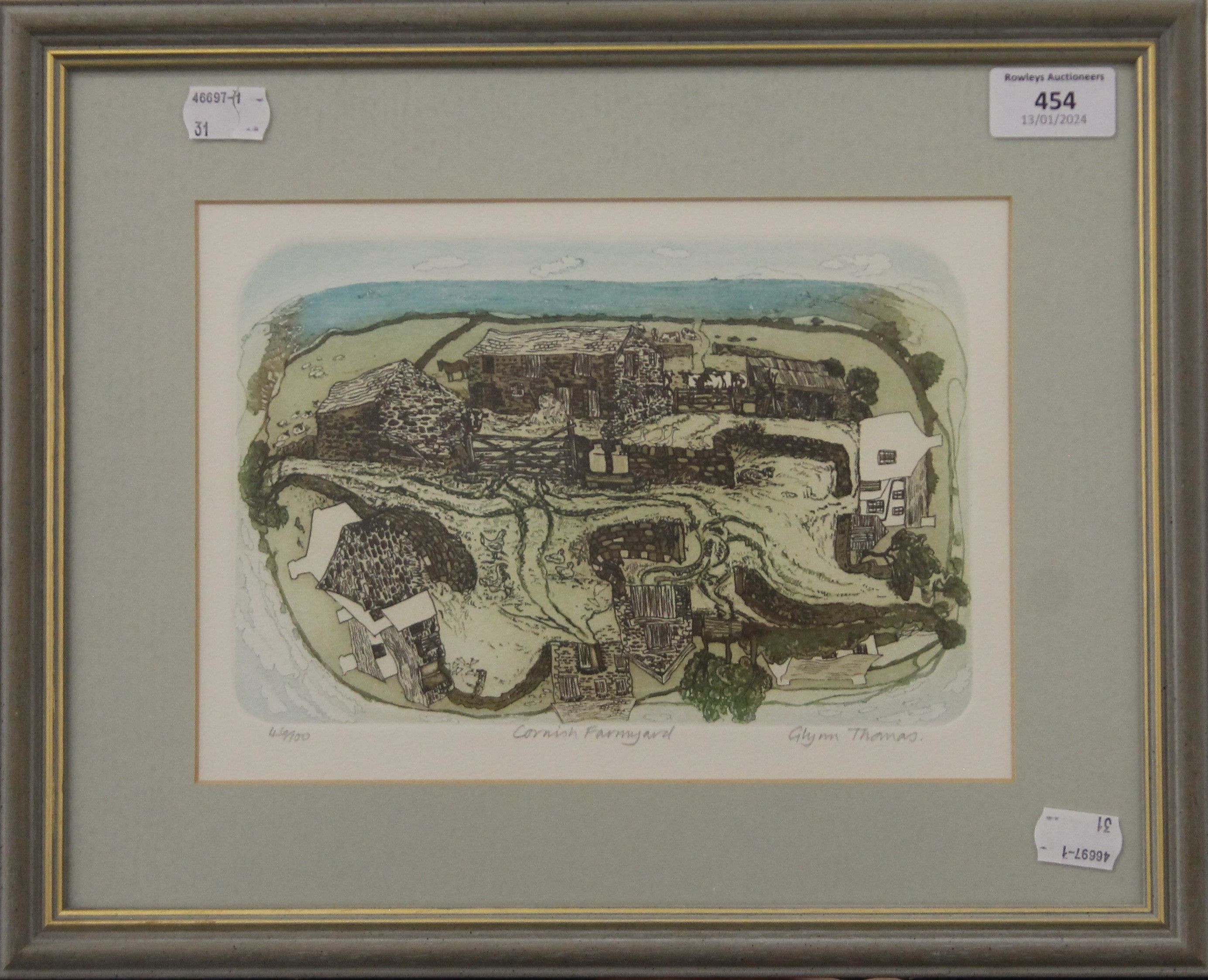 GLYNN THOMAS, Cornish Farmyard, limited edition print, numbered 46/100, - Image 2 of 3