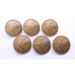 A set of six Chinese buttons. 3 cm diameter.