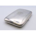 A silver cigar case, hallmarked for Chester 1908, maker's mark of William Neale. 14 cm x 9 cm. 179.