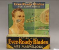 An original Ever-Ready Razor Blades advertising pictorial clockwork showcard/display stand.