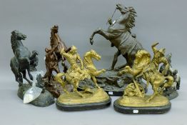 Six various Victorian spelter horse models. The largest 52 cm high.