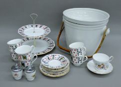 A quantity of various porcelain, including a Victorian wash pail. The latter 25 cm high.